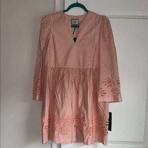 Tuckernuck Pink Striped Dress with Embroidered Shell Details